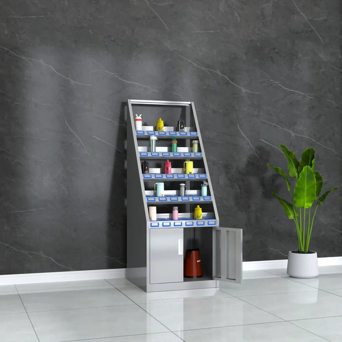 5-layer 30-grid 2-door stainless steel cup holder2 5-layer 30-grid 2-door stainless steel cup holder2